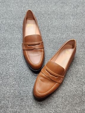 J.Crew Leather Penny Loafers Womens 9.5 Brown Slip On Classic